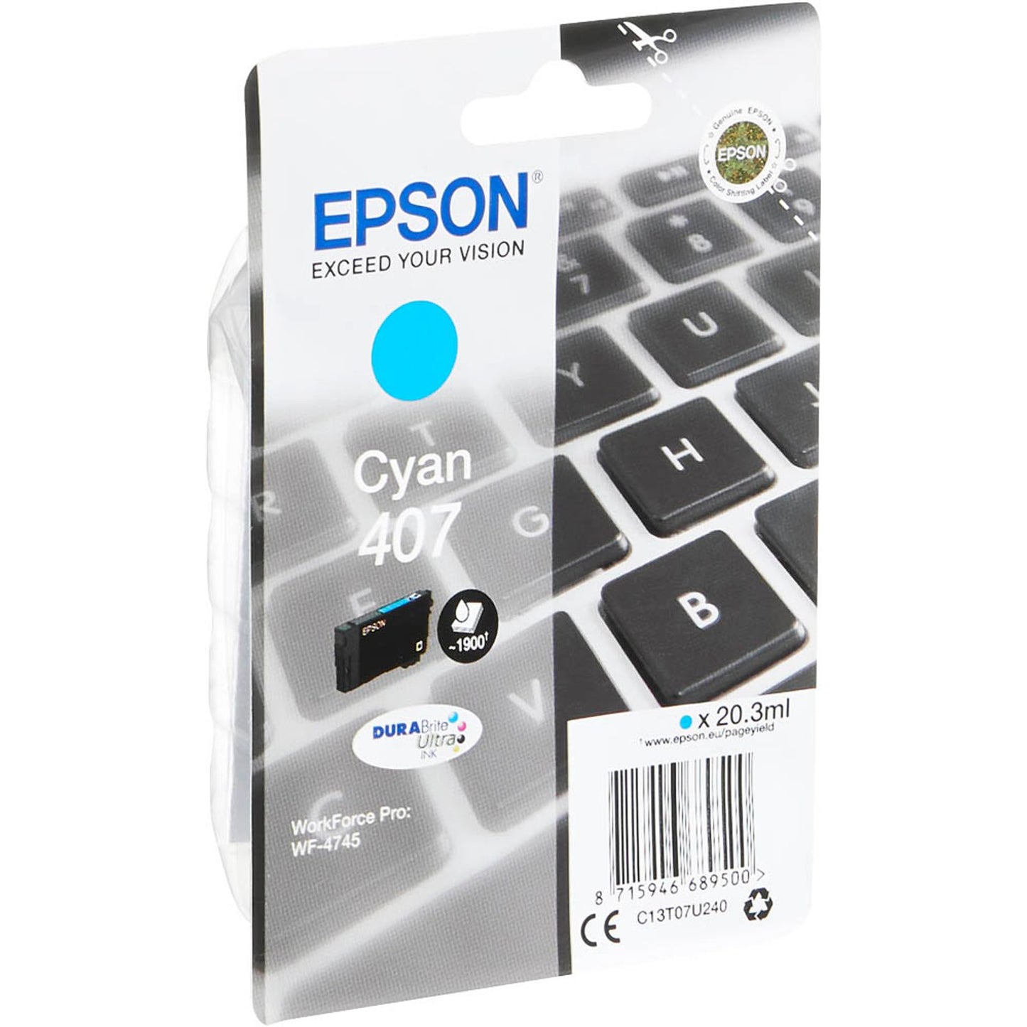 EPSON 407 / T07U2 cyan Druckerpatrone | C13T07U240