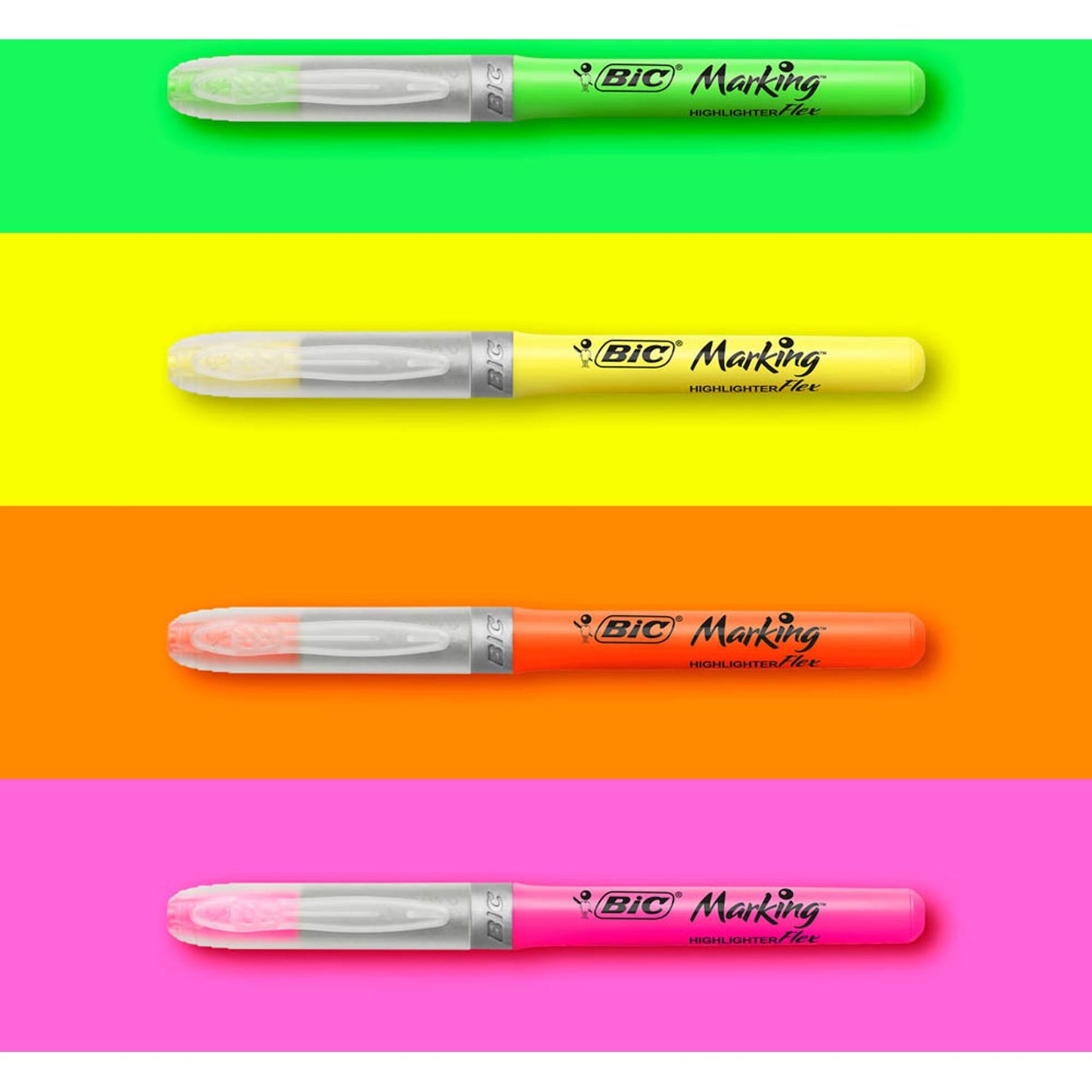 BIC Highlighter Flex Textmarker farbsortiert | 950470 | 1 Pack = 4 St.