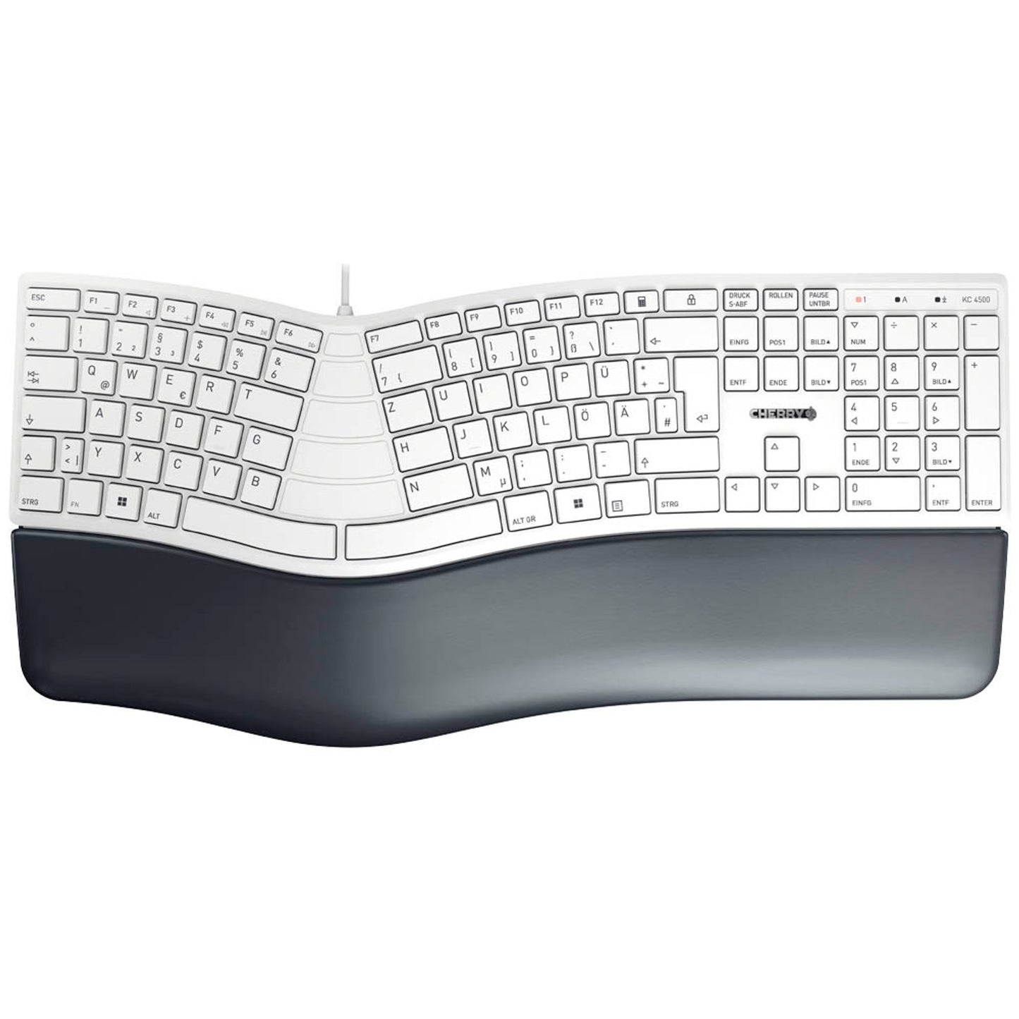 CHERRY KC 4500 ERGO ergonomische Tastatur kabelgebunden weiß-grau | JK-4500DE-0