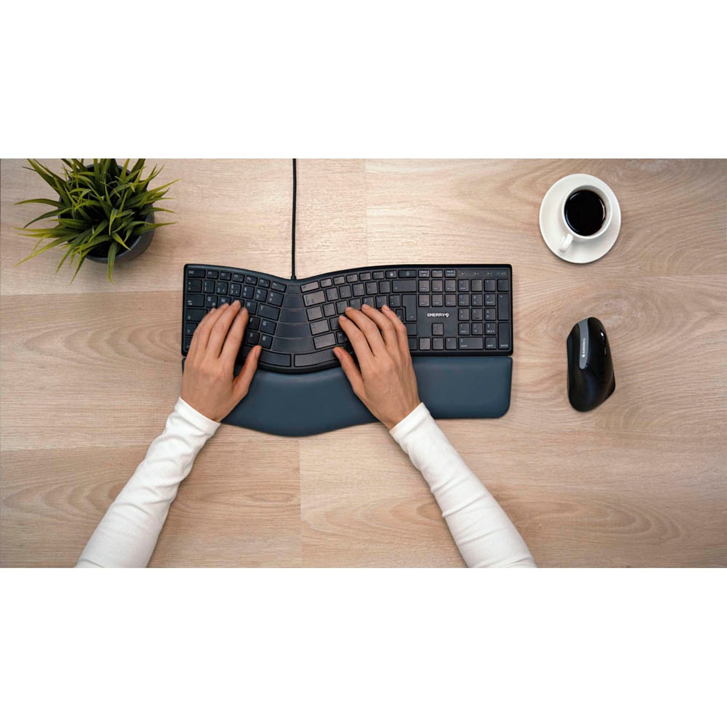 CHERRY KC 4500 ERGO ergonomische Tastatur kabelgebunden weiß-grau | JK-4500DE-0