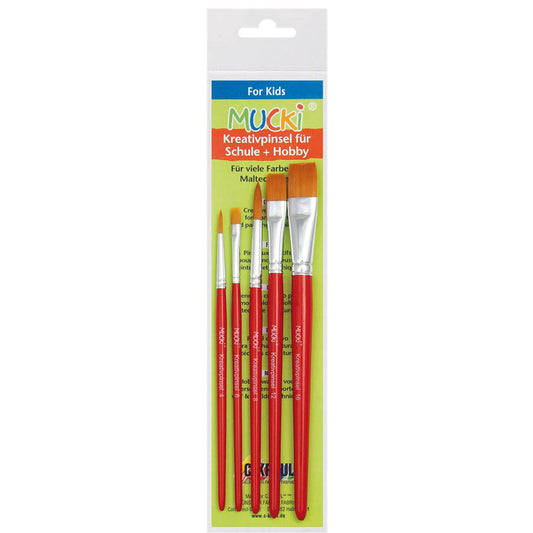 KREUL MUCKI Borstenpinsel Größe 4, 6, 8, 12, 16, 5-teilig | 553030 | 1 Pack = 5 St.