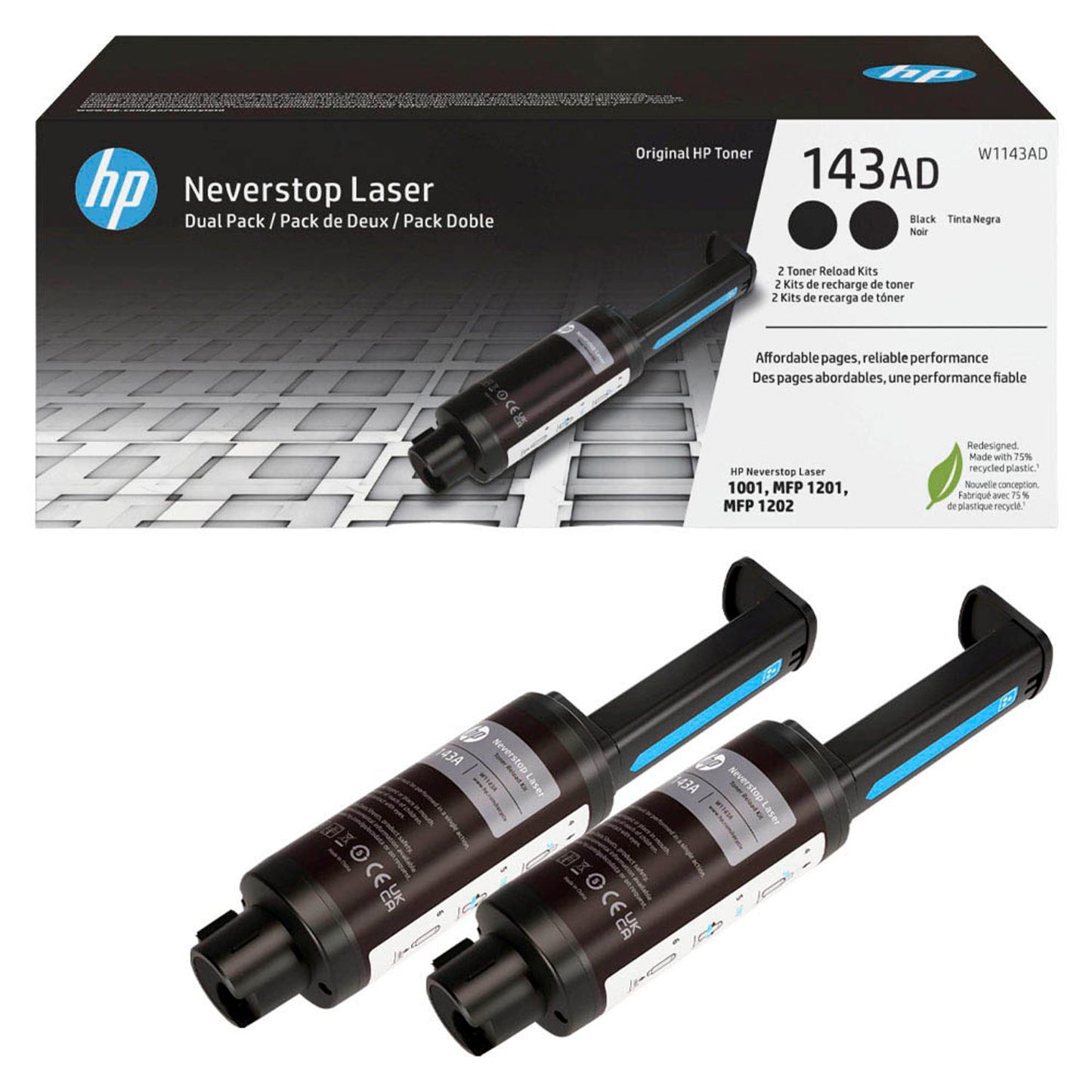 HP 143AD () schwarz Tonerkartuschen, 2er-Set | W1143AD | 1 Pack = 2 St.