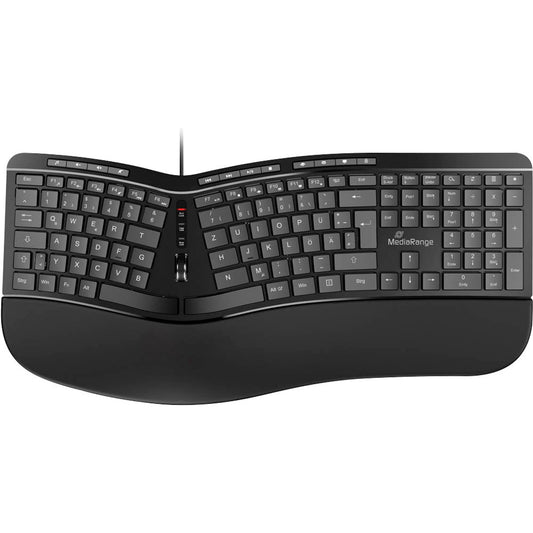 MediaRange ergonomische Tastatur kabelgebunden schwarz | MROS120