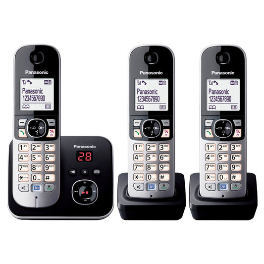 Panasonic Schnurloses Telefon-Set mit Anrufbeantworter schwarz-silber | KX-TG6823GB