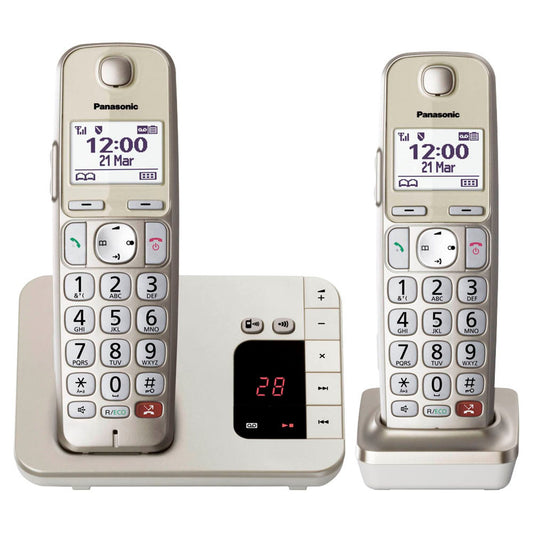 Panasonic Schnurloses Telefon-Set mit Anrufbeantworter champagner | KX-TGE262GN