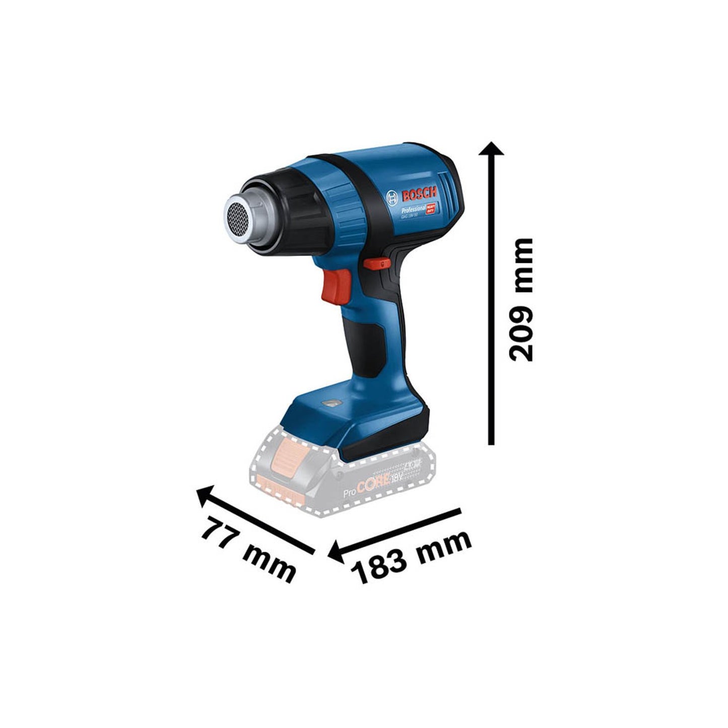 BOSCH Professional GHG 18V-50 Akku-Heißluftfön 18,0 V, ohne Akku | 0 601 2A6 501