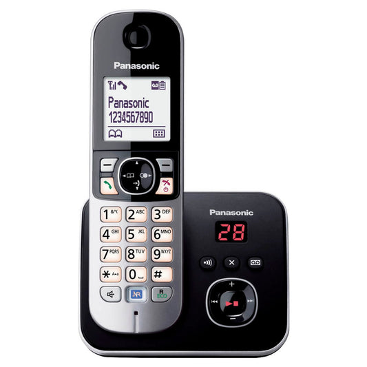 Panasonic Schnurloses Telefon mit Anrufbeantworter schwarz-silber | KX-TG6821GB