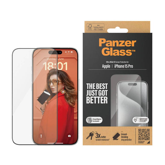 PanzerGlass™ UWF mit Applikator Display-Schutzglas für Apple iPhone 15 Pro | 2810