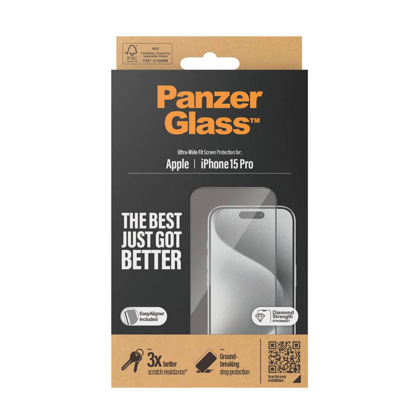 PanzerGlass™ UWF mit Applikator Display-Schutzglas für Apple iPhone 15 Pro | 2810