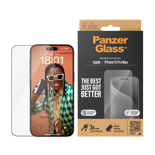 PanzerGlass™ UWF mit Applikator Display-Schutzglas für Apple iPhone 15 Pro Max | 2812