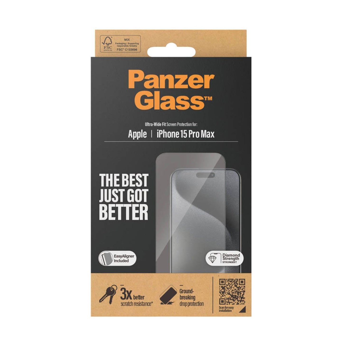 PanzerGlass™ UWF mit Applikator Display-Schutzglas für Apple iPhone 15 Pro Max | 2812