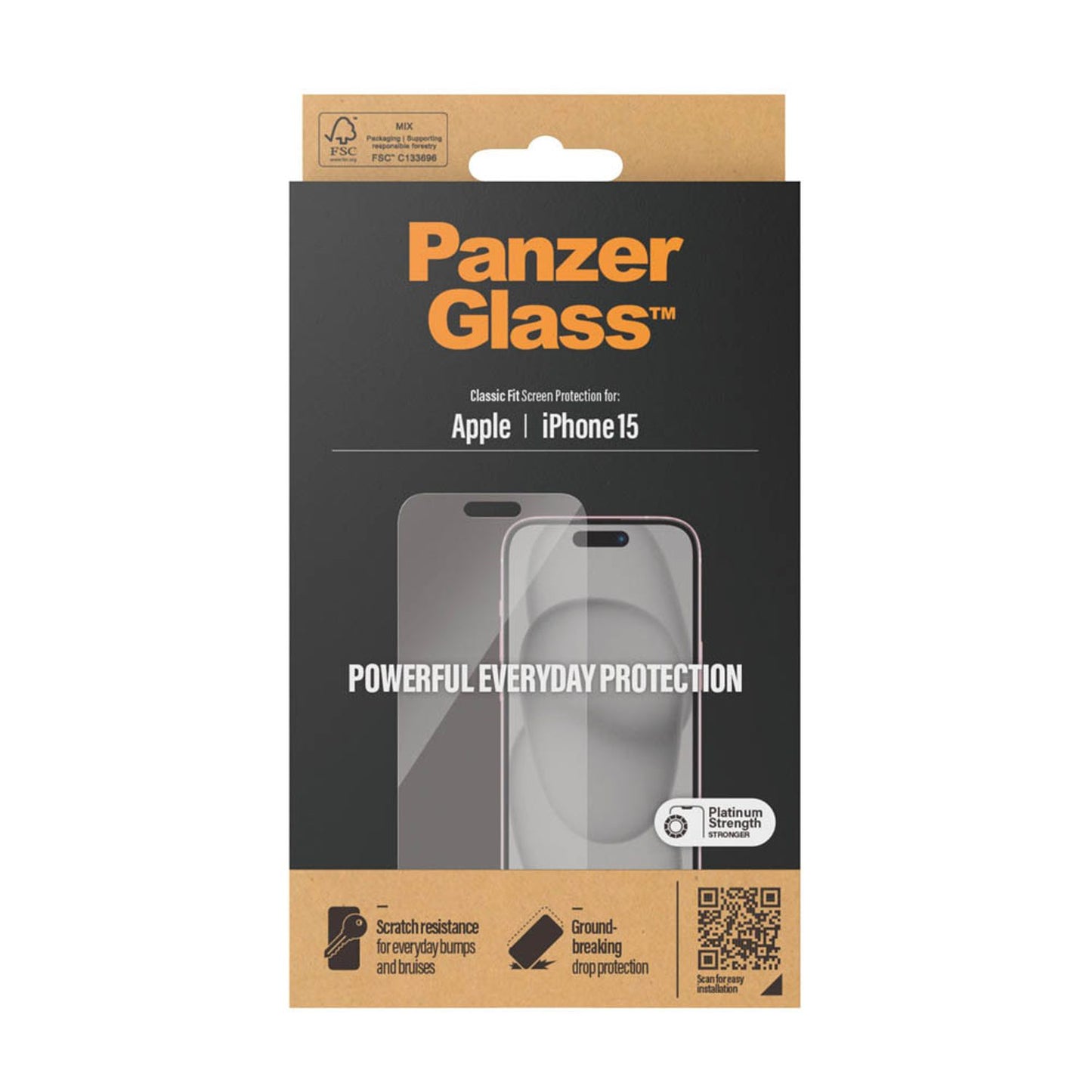 PanzerGlass™ Classic Fit Display-Schutzglas für Apple iPhone 15 | 2805