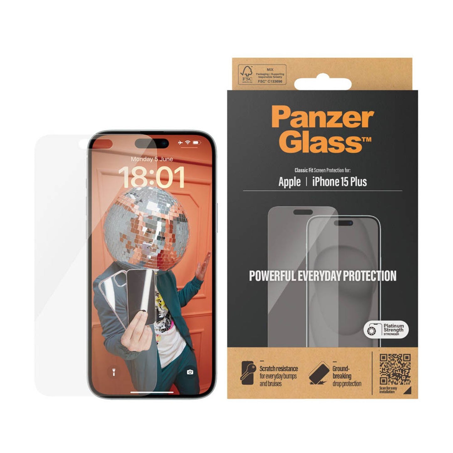 PanzerGlass™ Classic Fit Display-Schutzglas für Apple iPhone 15 Plus | 2807