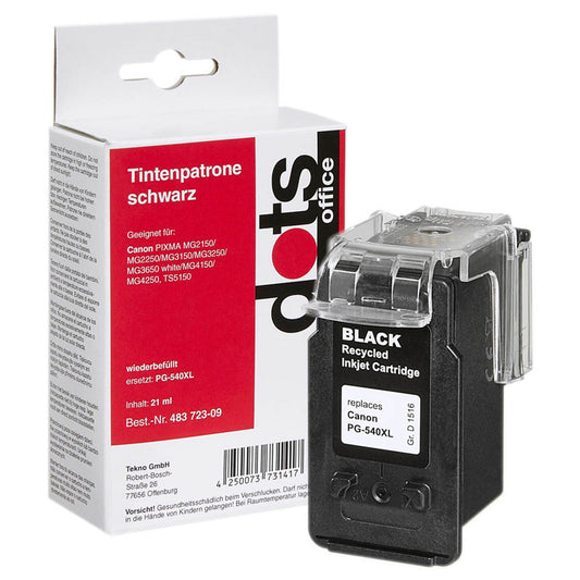 dots schwarz Druckerpatrone kompatibel zu Canon PG-540XL | 1516,4001-DOTS