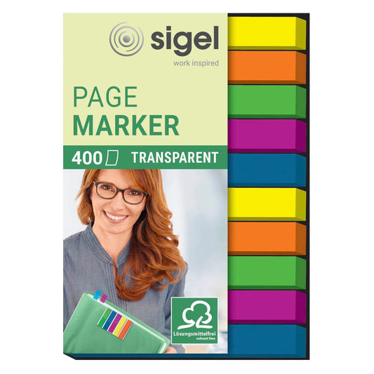 SIGEL TRANSPARENT Haftmarker farbsortiert 10x 40 Streifen | HN617 | 1 Pack = 10x 40 Streifen