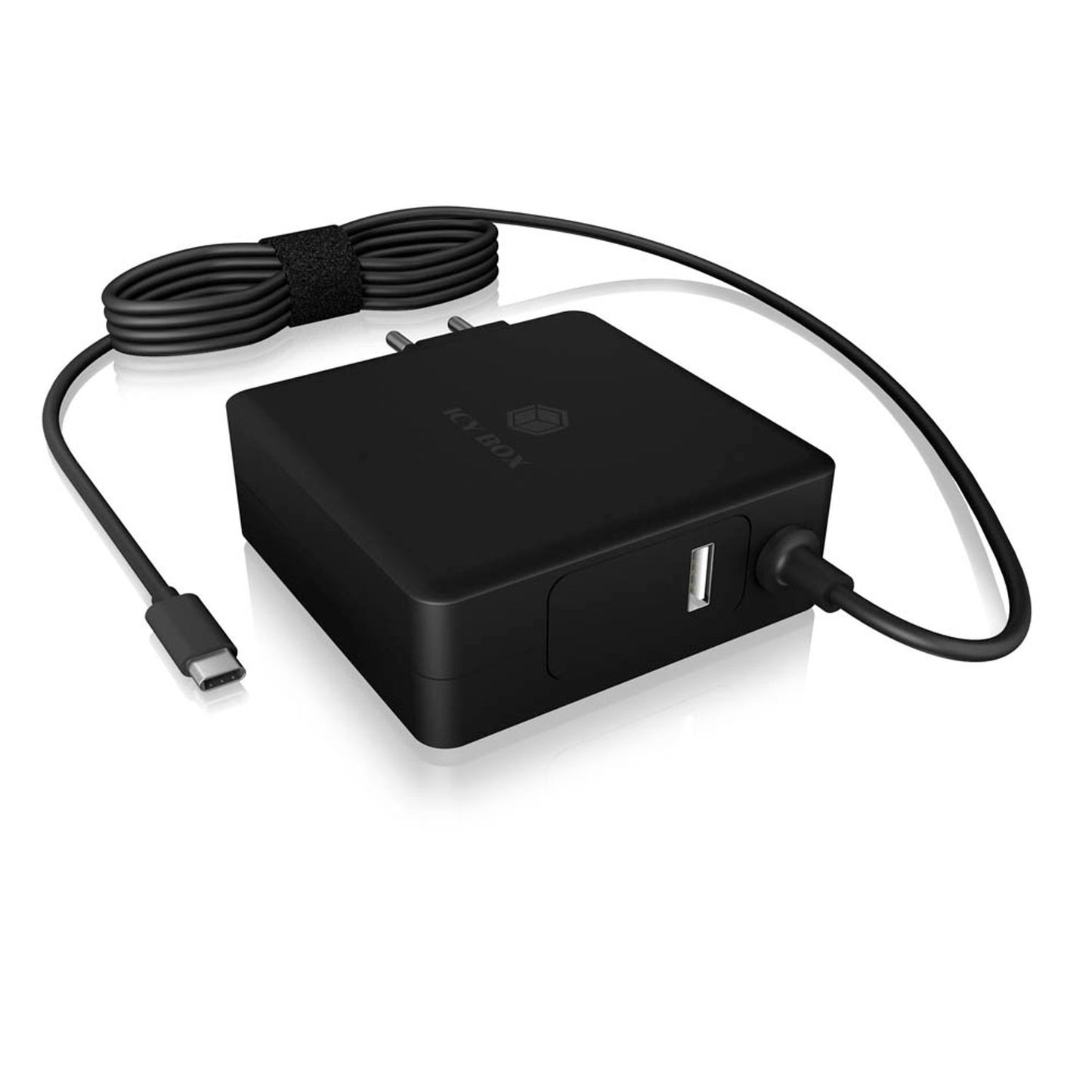 RaidSonic ICY BOX® Ladekabel mit Adapter schwarz, Kabellänge: 1,8 m, 90 W | IB-PS101-PD