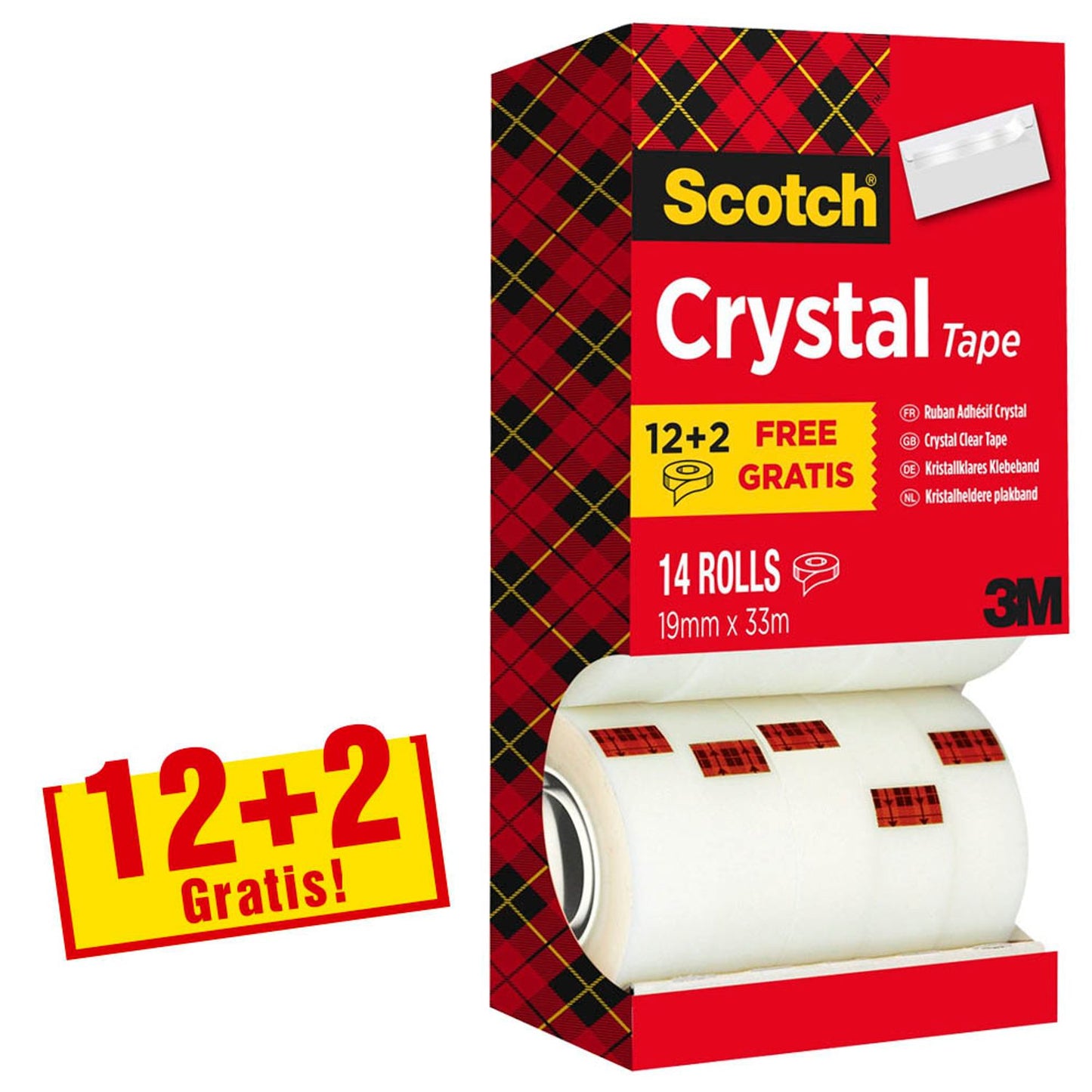 Scotch + 2 GRATIS: Crystal Klebefilm kristall-klar 19,0 mm x 33,0 m + GRATIS | 6-1933R14 | 1 Pack = 12 Rollen