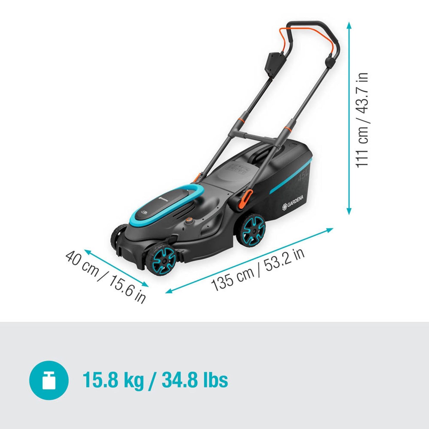 GARDENA PowerMax™ 37/36V P4A Ready-to-Use Set Akku-Rasenmäher 18,0 V für bis zu 350,0 m², mit 2 Akkus | 14638-20