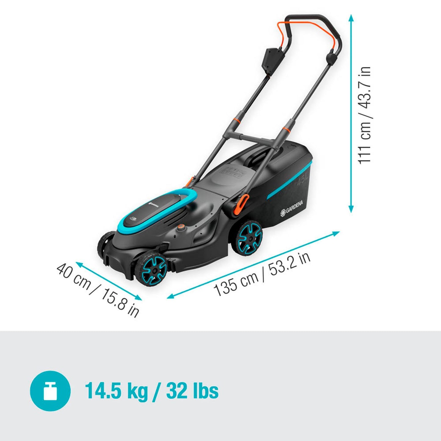 GARDENA PowerMax™ 37/36V P4A Solo Akku-Rasenmäher 18,0 V für bis zu 350,0 m², ohne Akku | 14638-55
