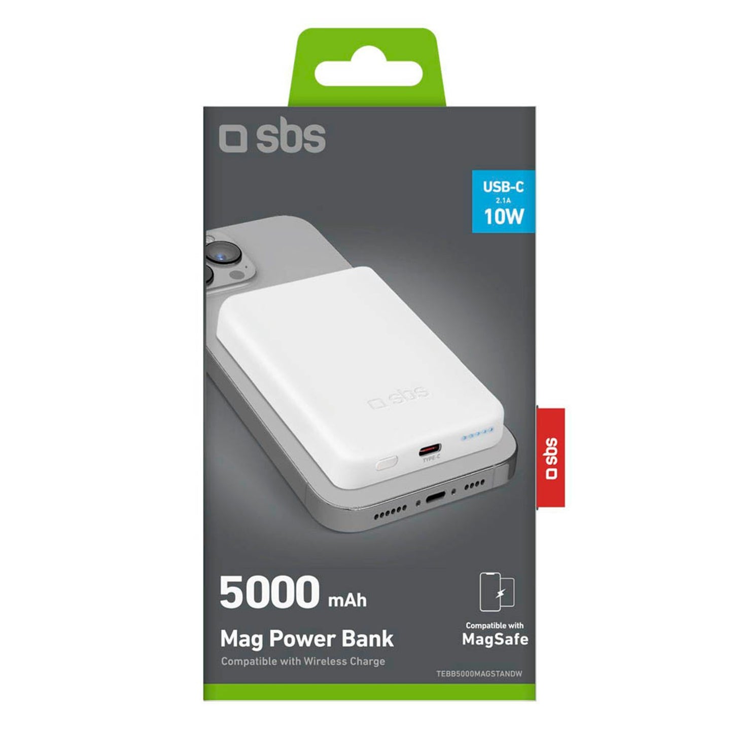 sbs Powerbank 5.000 mAh weiß | TEBB5000MAG1CW