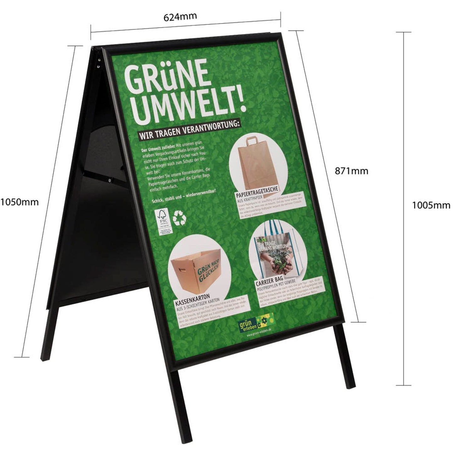 update displays Kundenstopper schwarz DIN A1 2 Fächer | UAB255HCA1X5008
