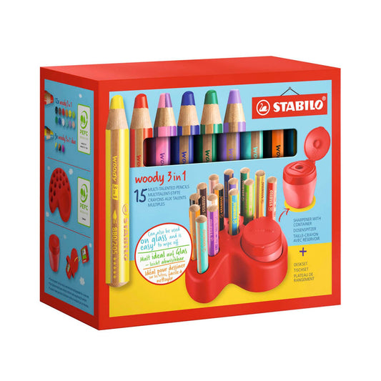 STABILO woody 3in1 Buntstifte farbsortiert | 880/15-01 | 1 Pack = 15 St.