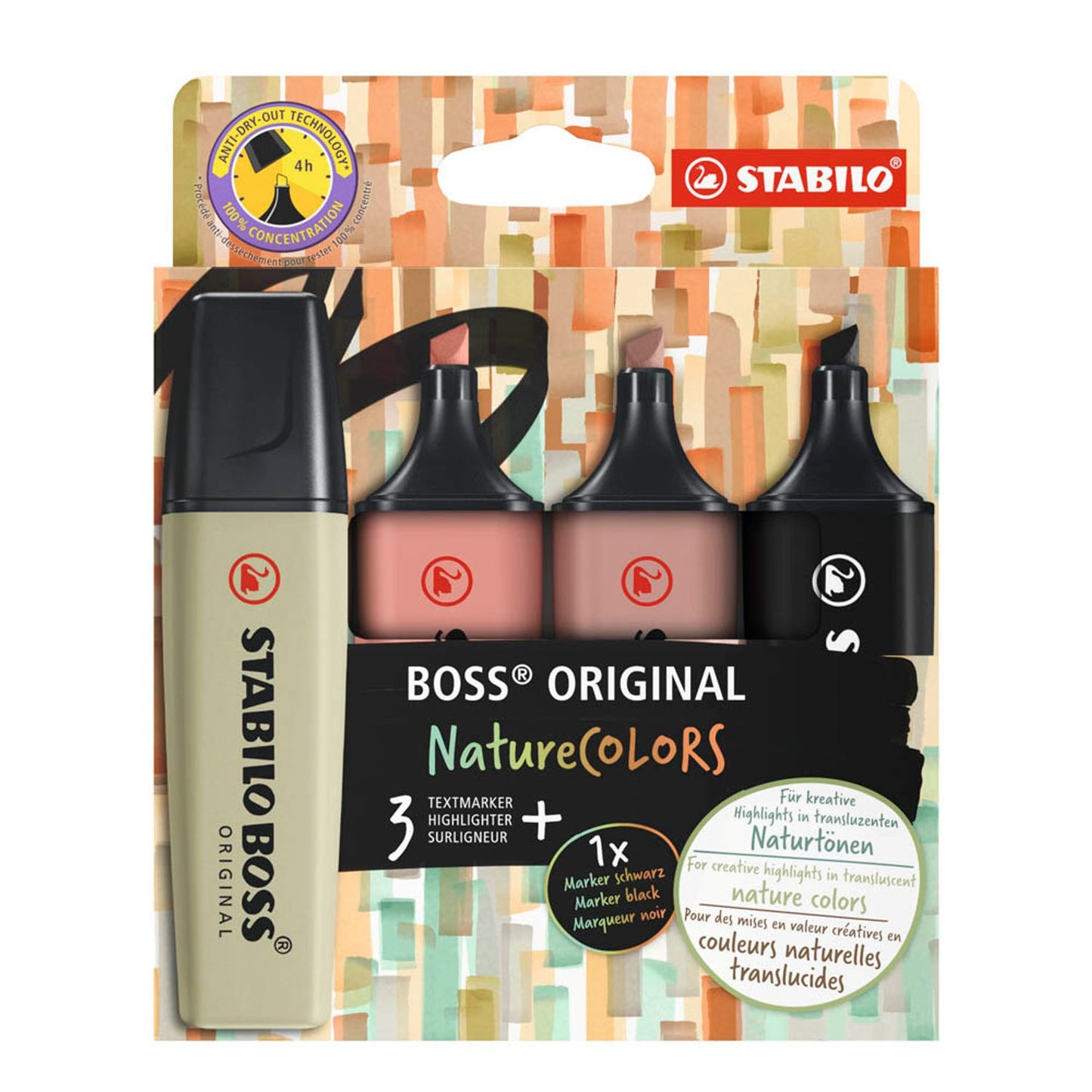STABILO BOSS ORIGINAL Textmarker farbsortiert | EO70/4-2-3 | 1 Pack = 4 St.