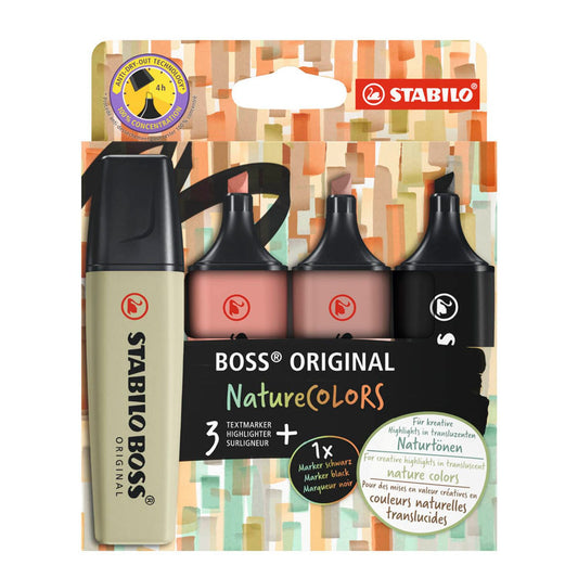 STABILO BOSS ORIGINAL Textmarker farbsortiert | EO70/4-2-3 | 1 Pack = 4 St.