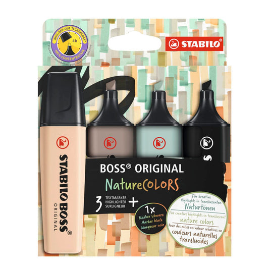 STABILO BOSS ORIGINAL Textmarker farbsortiert | EO70/4-2-5 | 1 Pack = 4 St.