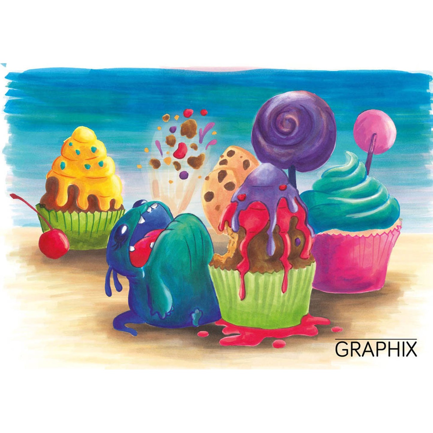 Marabu GRAPHIX SUGARHOLIC Permanentmarker-Set farbsortiert 1,0 - 7,0 mm | 148000000100 | 1 Pack = 12 St.