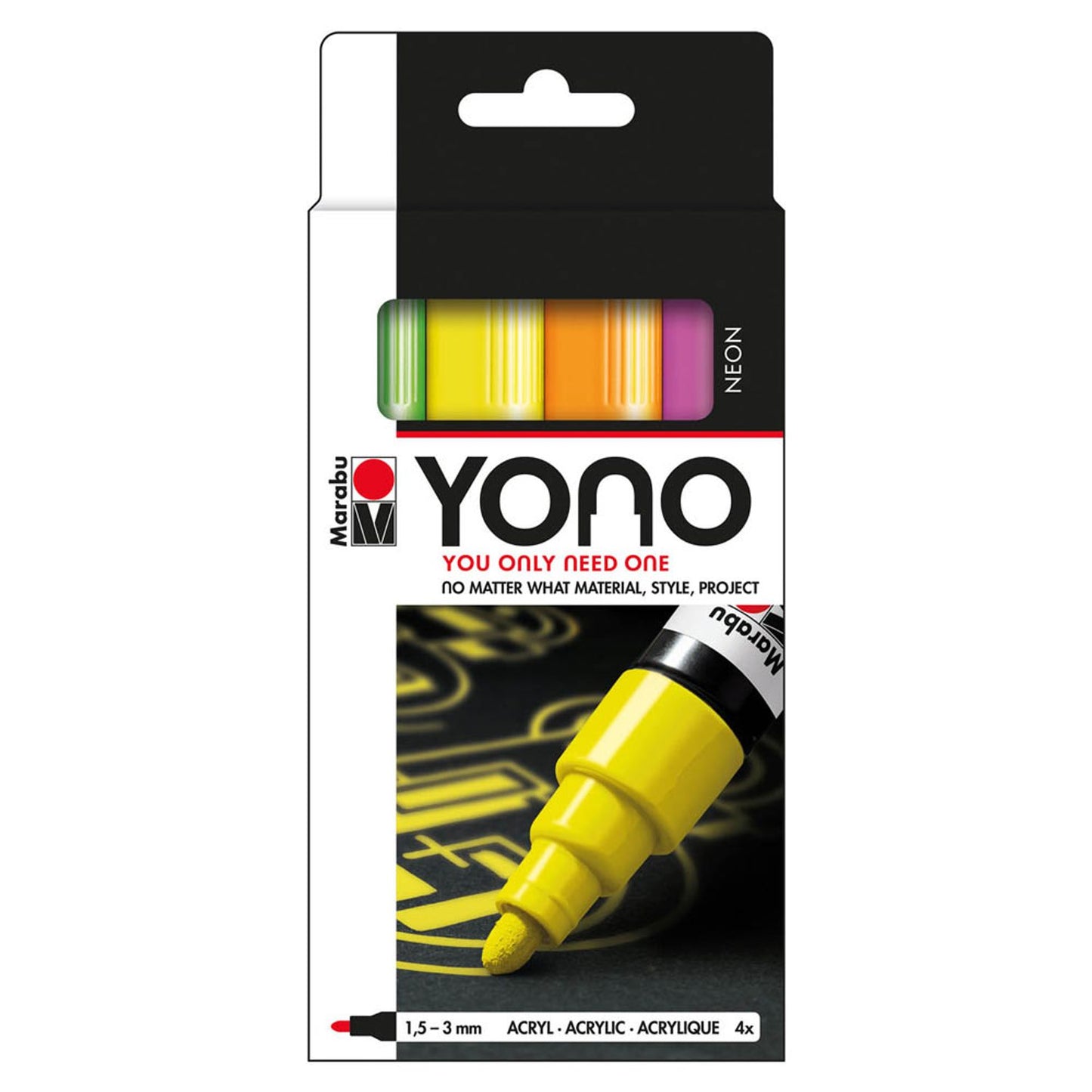 Marabu YONO Acrylstifte-Set farbsortiert 1,5 - 3,0 mm, 4 St.