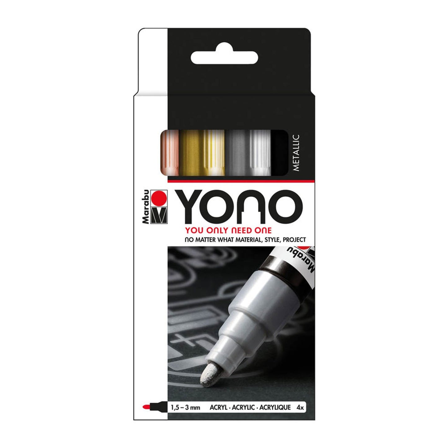 Marabu YONO Acrylstifte-Set farbsortiert 1,5 - 3,0 mm, 4 St.