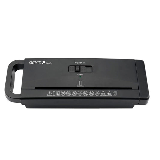 GENIE 260 S Aktenvernichter mit Streifenschnitt P-2, 6 mm, bis , schwarz | 12519