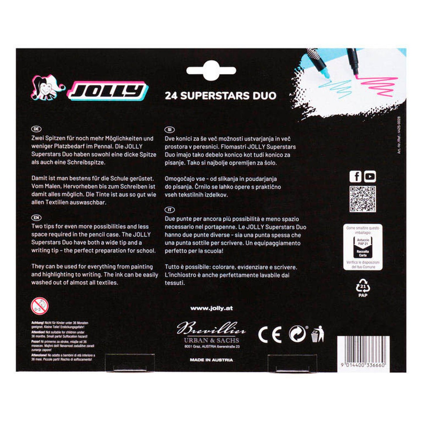 JOLLY Next Supersta Duo Filzstifte farbsortiert | 4425-0028 | 1 Pack = 24 St.