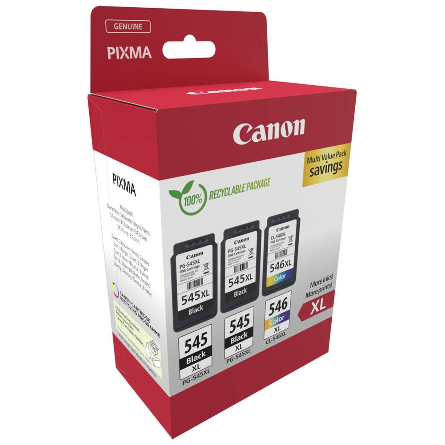 Canon PG-545XLx2/CL-546XL schwarz, color Druckköpfe, 3er-Set | 8286B013 | 1 Pack = 3 St.