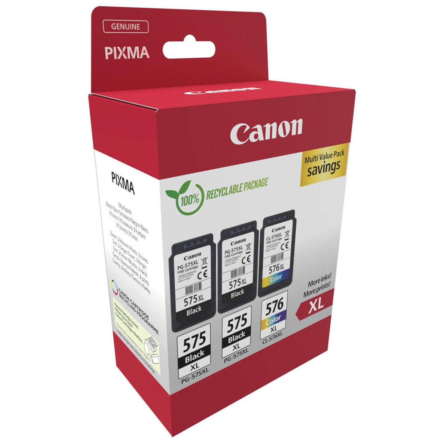 Canon PG-575XLx2/CL-576XL schwarz, color Druckköpfe, 3er-Set | 5437C004 | 1 Pack = 3 St.