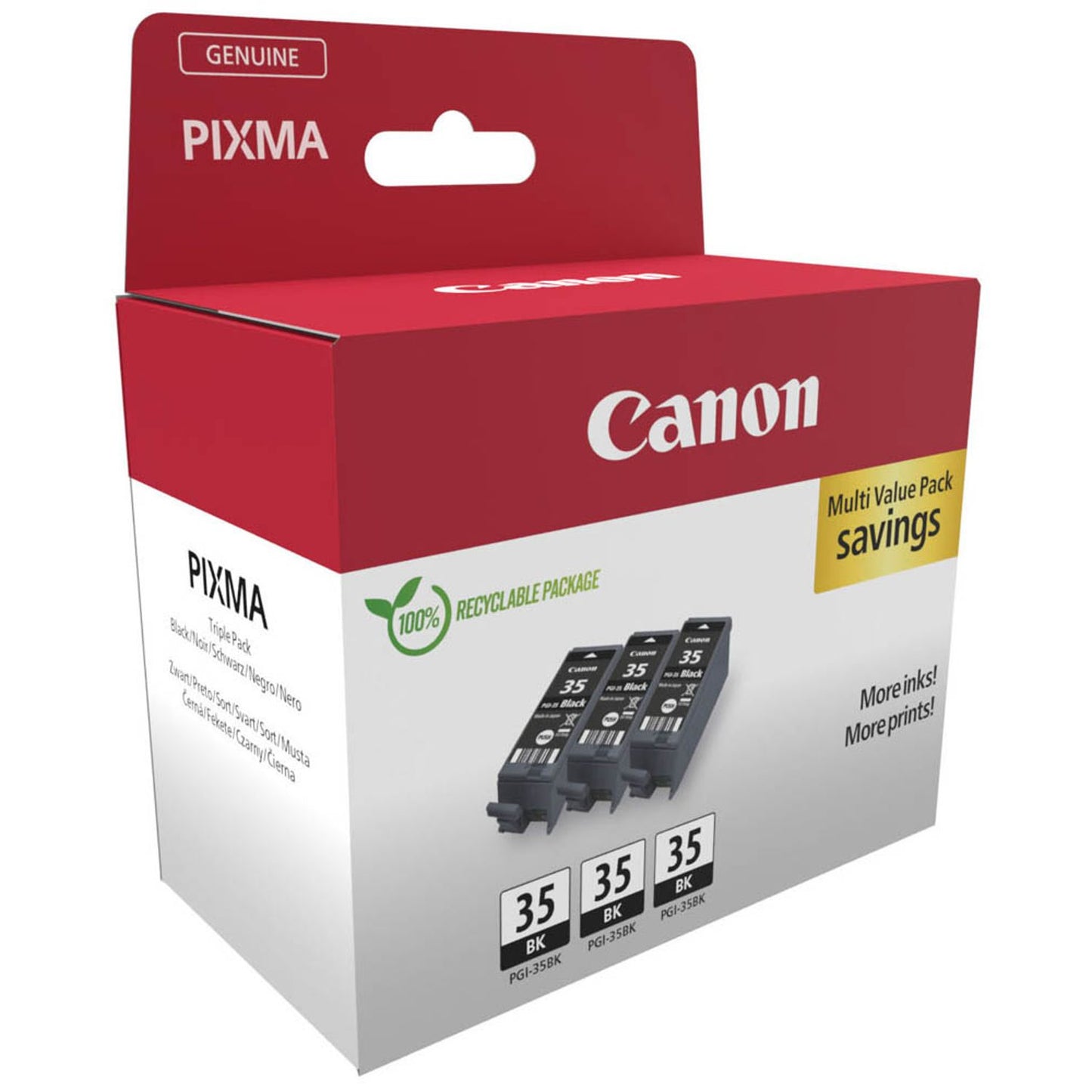 Canon PGI-35 BK TRIPLE schwarz Druckerpatronen, 3er-Set | 1509B028 | 1 Pack = 3 St.