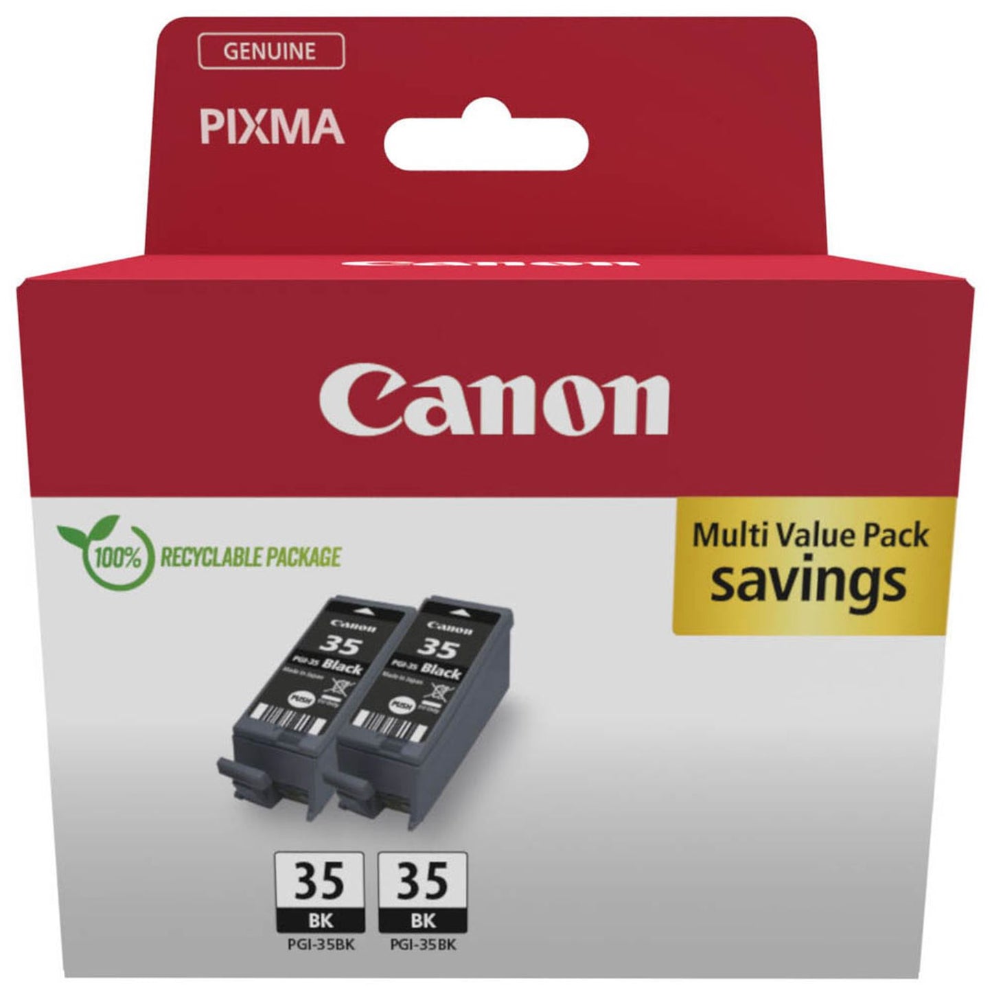Canon PGI-35 BK Twin-Pack schwarz Druckerpatronen, 2er-Set | 1509B029 | 1 Pack = 2 St.