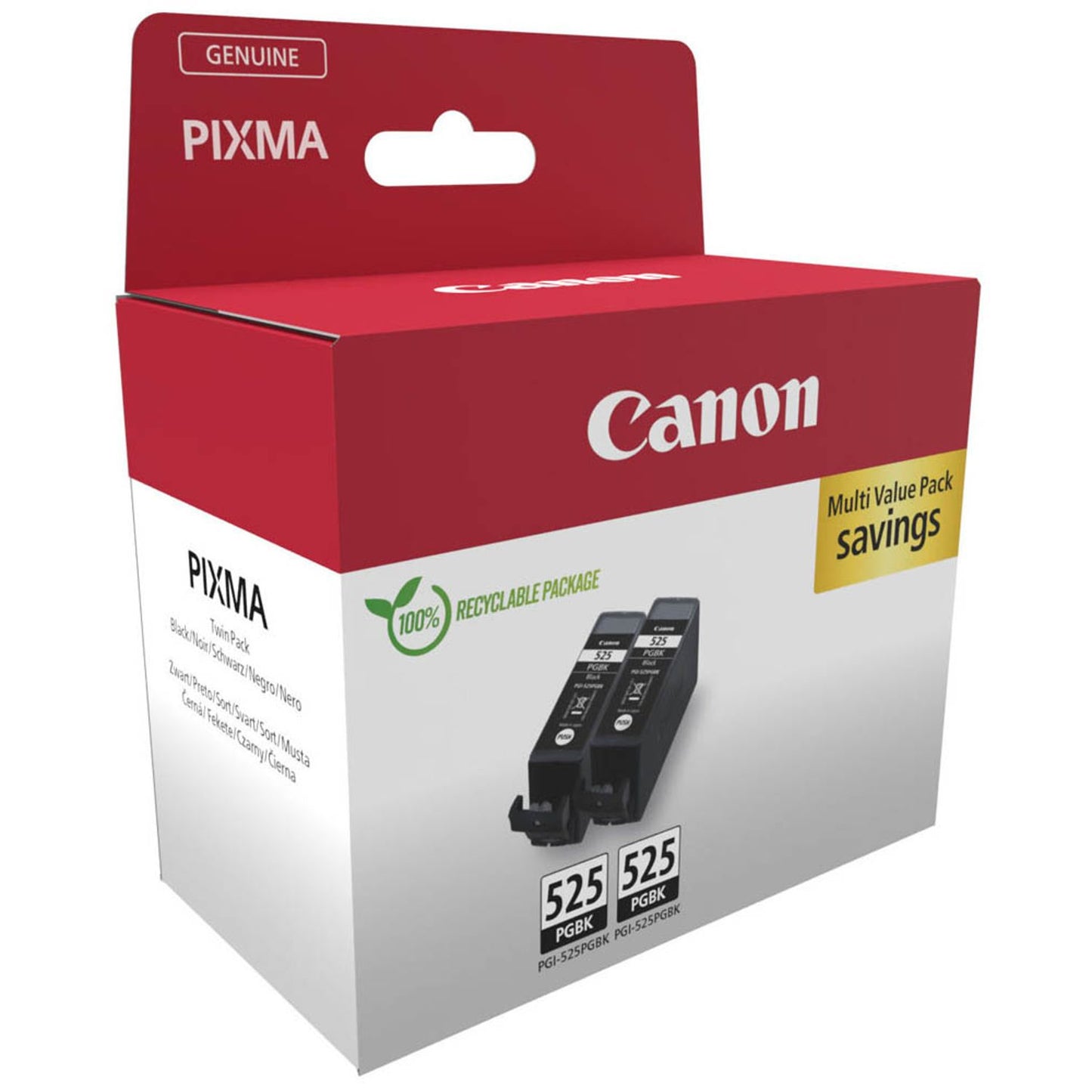 Canon PGI-525 PGBK Twin-Pack schwarz Druckerpatronen, 2er-Set | 4529B017 | 1 Pack = 2 St.