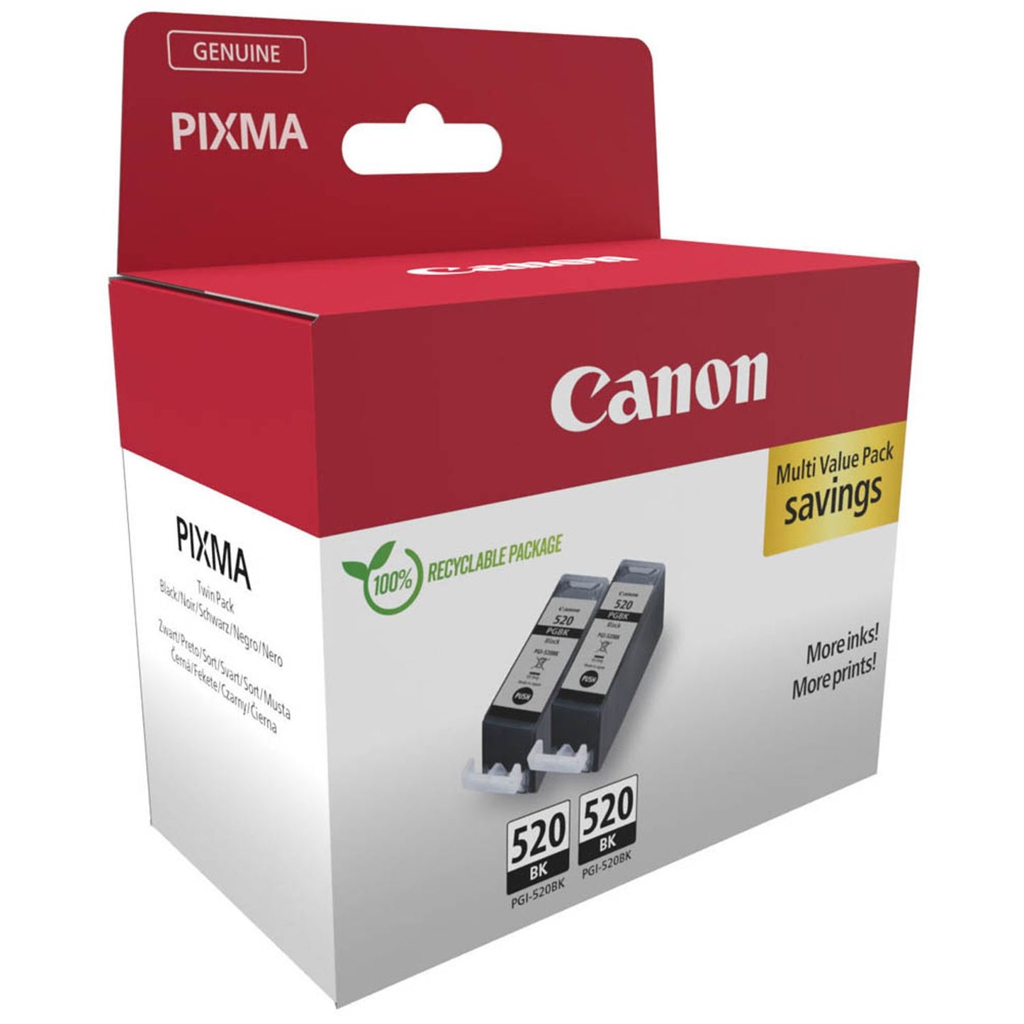 Canon PGI-520 BK Twin-Pack schwarz Druckerpatronen, 2er-Set | 2932B019 | 1 Pack = 2 St.