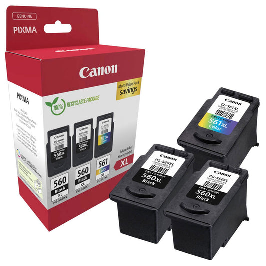 Canon PG-560XLx2/CL-561XL schwarz, color Druckköpfe, 3er-Set | 3712C009 | 1 Pack = 3 St.