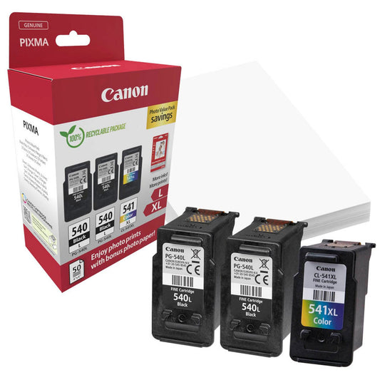 Canon PG-540Lx2/CL-541XL schwarz, color Druckköpfe + Fotopapier, 3er-Set | 5224B015 | 1 Set = 3 St.