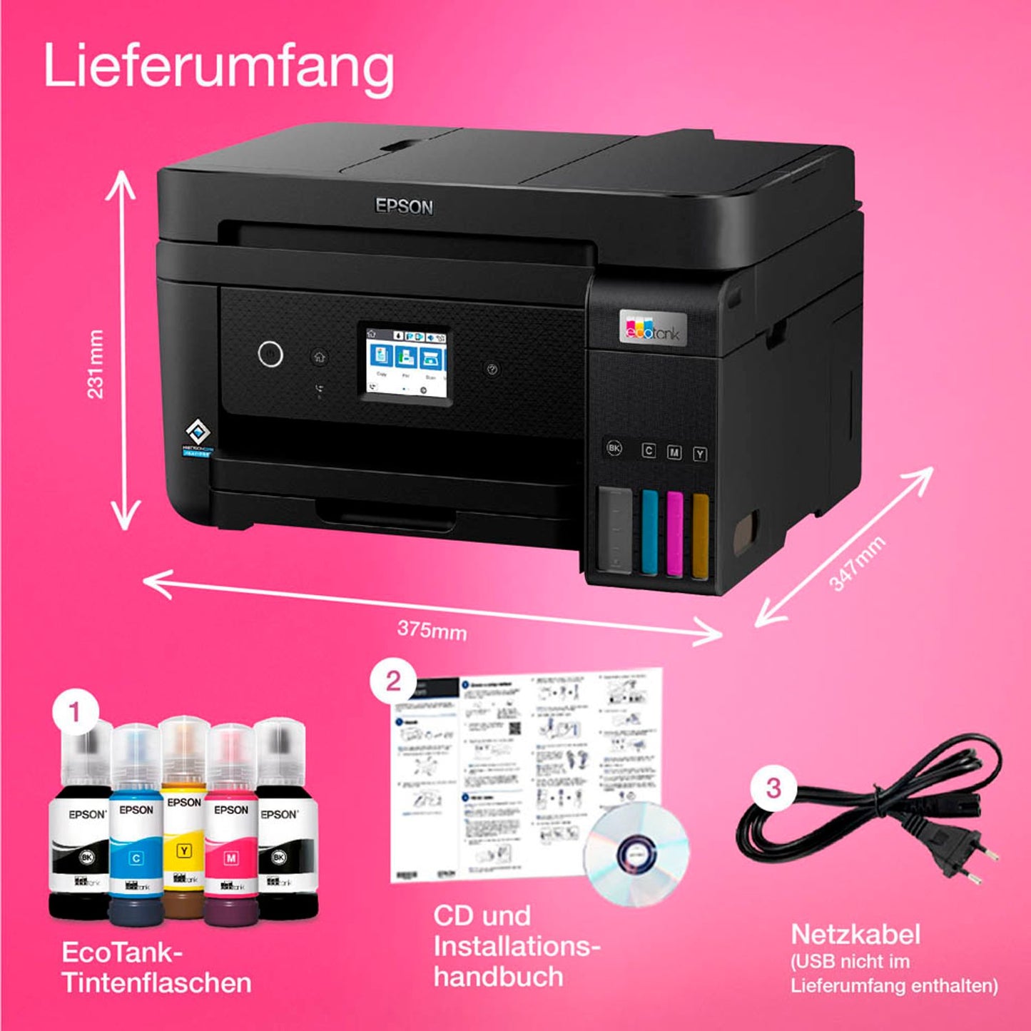 EPSON EcoTank ET-4850 4 in 1 Tintenstrahl-Multifunktionsdrucker schwarz | C11CJ60402