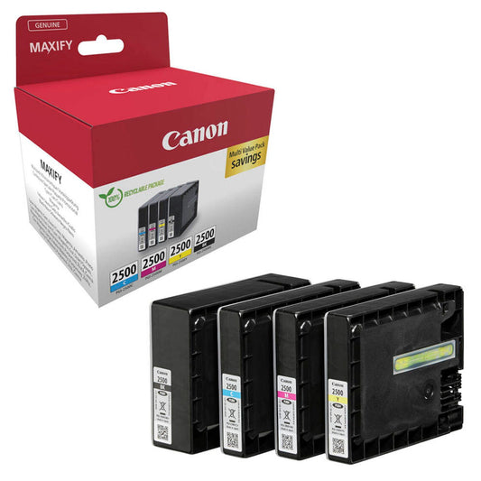 Canon PGI-2500 BK/C/M/Y schwarz, cyan, magenta, gelb Druckerpatronen, 4er-Set | 9290B006 | 1 Pack = 4 St.