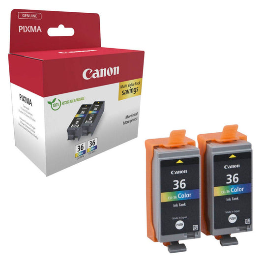 Canon CLI-36 Twin-Pack color Druckerpatronen, 2er-Set | 1511B025 | 1 Pack = 2 St.