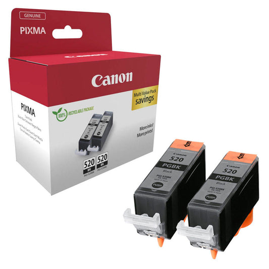 Canon PGI-520 BK Twin-Pack schwarz Druckerpatronen, 2er-Set | 2932B019 | 1 Pack = 2 St.