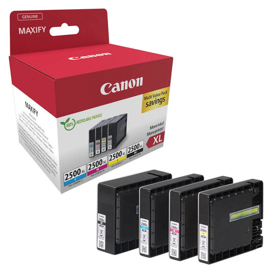 Canon PGI-2500 XL BK/C/M/Y schwarz, cyan, magenta, gelb Druckerpatronen, 4er-Set | 9254B010 | 1 Pack = 4 St.