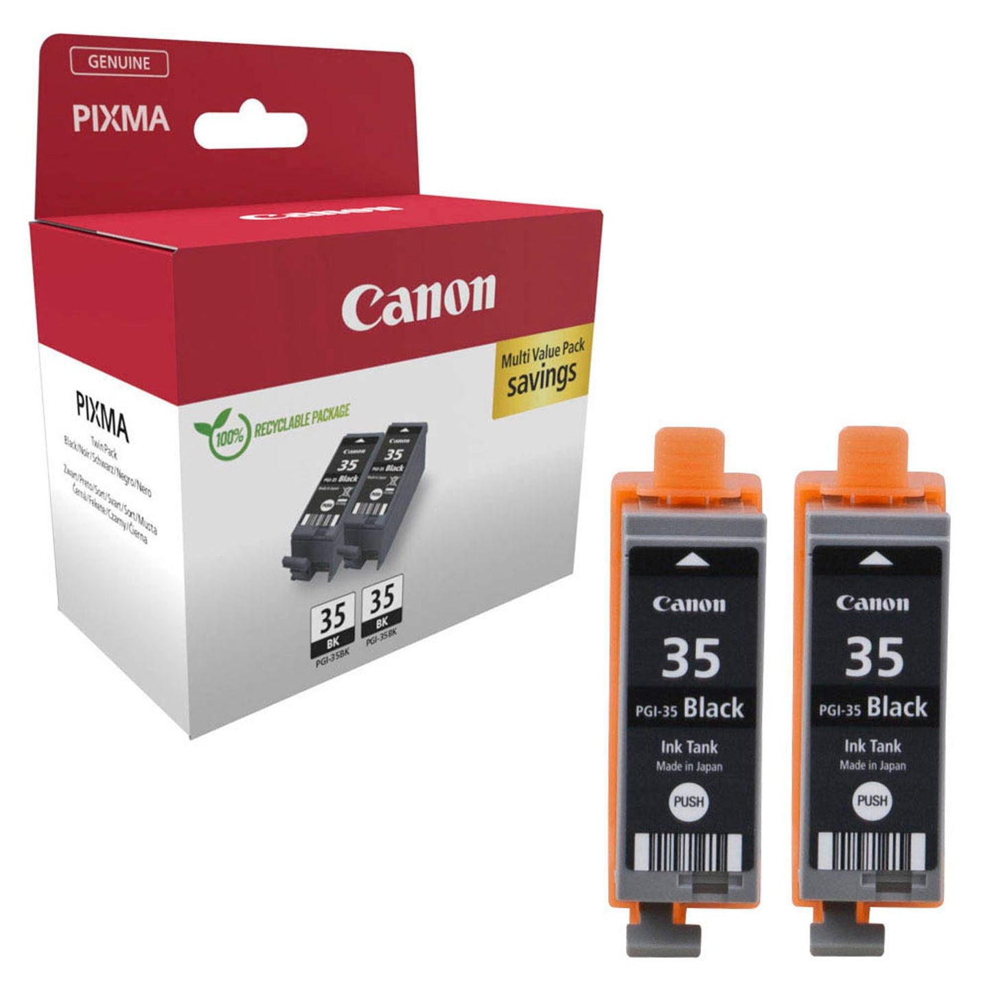 Canon PGI-35 BK Twin-Pack schwarz Druckerpatronen, 2er-Set | 1509B029 | 1 Pack = 2 St.