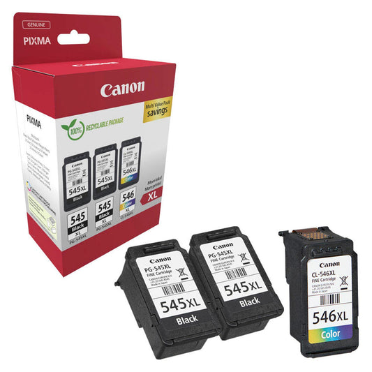 Canon PG-545XLx2/CL-546XL schwarz, color Druckköpfe, 3er-Set | 8286B013 | 1 Pack = 3 St.