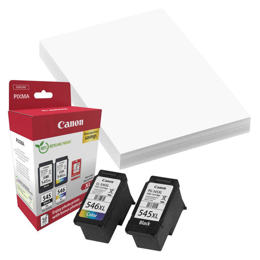 Canon PG-545 XL + CL-546 XL schwarz, color Druckköpfe + Fotopapier, 2er-Set | 8286B011 | 1 Set = 2 St.